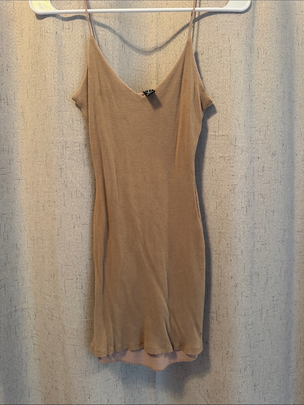 Windsor Tan Ribbed Spaghetti Strap Body Con Mini Dress
